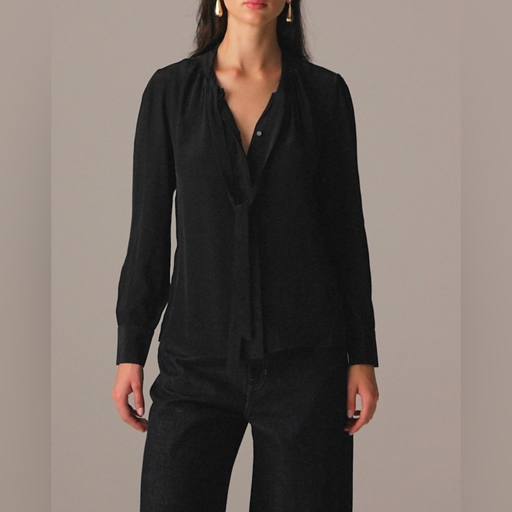 J. Crew Tie-neck top in Black